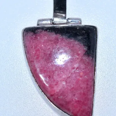 Pink Agate Cabochon Sterling Silver Pendant