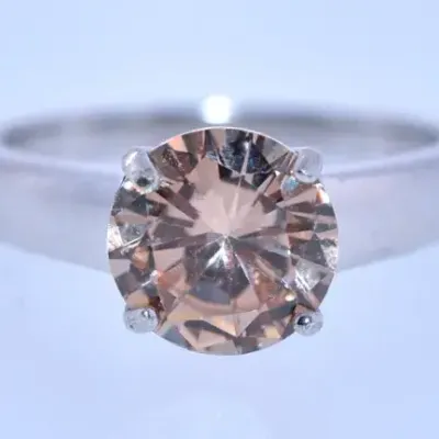 Round Orange Sterling Silver Ring 