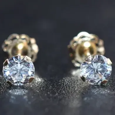 Round 14k Yellow Gold Plated Stud Earrings