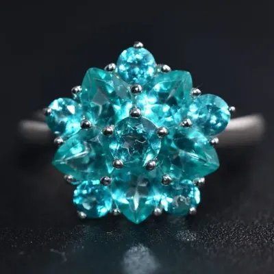 Apatite Sterling Silver Floral Ring