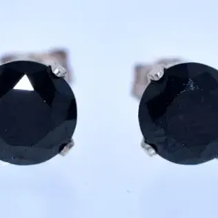 Round Onyx Sterling Silver Stud Earrings