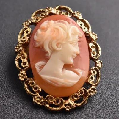 Vintage Ornate Cameo Style Brooch