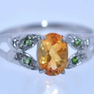 Oval Citrine & Chrome Diopside Sterling Silver Ring
