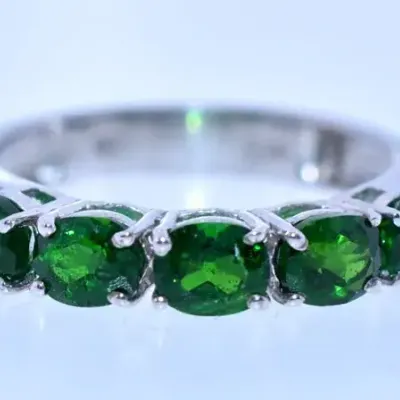 Oval Chrome Diopside Sterling Silver Line Ring