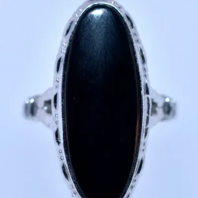 Oval Onyx Cabochon Sterling Silver Ring