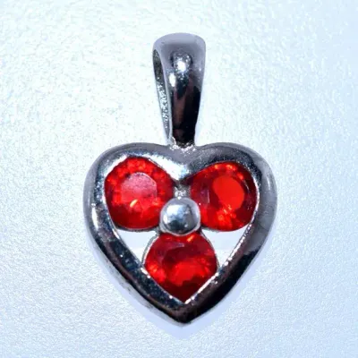 Red Sterling Silver Heart Pendant