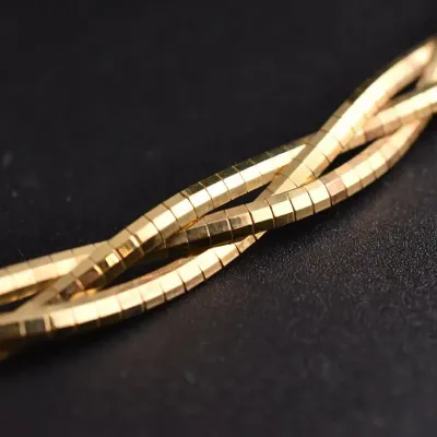 Italian Sterling Silver Gold Vermeil Braided Necklace 
