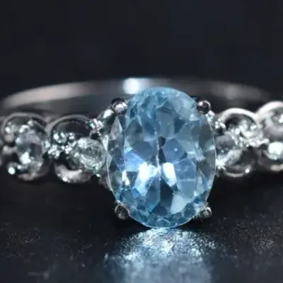 Blue & White Topaz Sterling Silver Ring