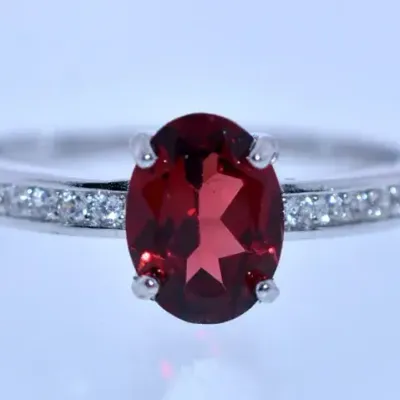 Oval Garnet Sterling Silver Ring