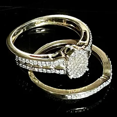 10K Yellow Gold Diamond Wedding Set, Over 1.25 Ct. 