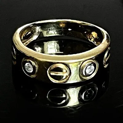 14K Yellow Gold 2 Diamond Band