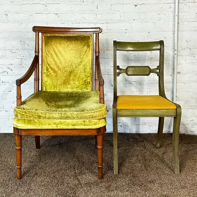 2 Vintage Chairs W/ Federal Style Side Chairs and Upholstered Armchair