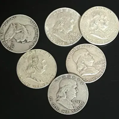 Franklin Silver Half Dollars (6)