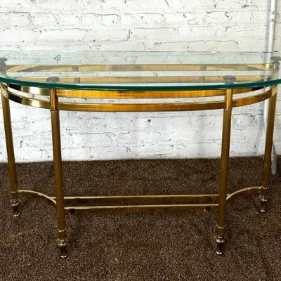 Brass + Glass Neoclassical Console Table