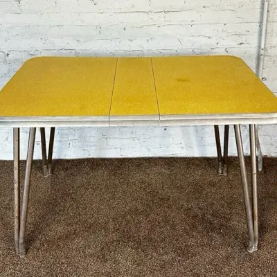 Vintage Chrome + Laminate Dining Table