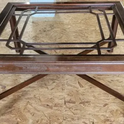 Chippendale Style Mahogany and Glass Top Coffee Table