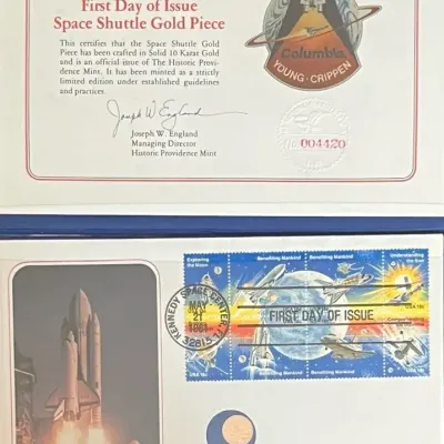 Official First Day of Issue Space Shuttle Gold Piece