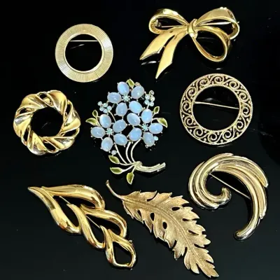Goldtone Brooches, Vintage 