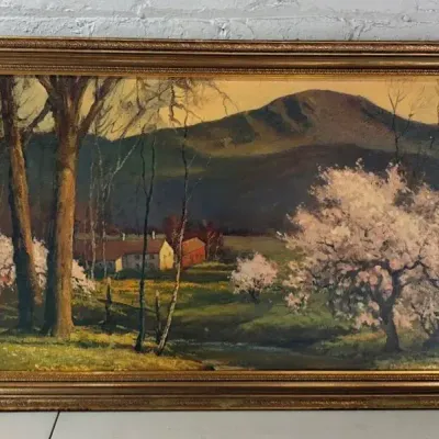 Large Rural Landscape Print On Board