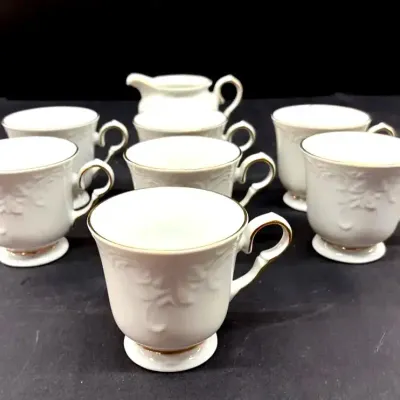 Mikasa And Tienshan Cups, Saucers And Creamer