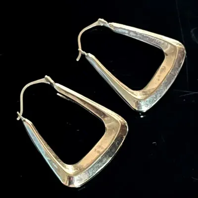 9K 375 Yellow Gold Creole Hoop Earrings 