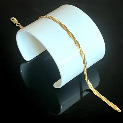14K Yellow Gold 3 Strand Braided Bracelet 