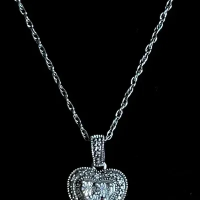 Sterling Silver .925 Chain with Sterling 9 Moissanite Heart