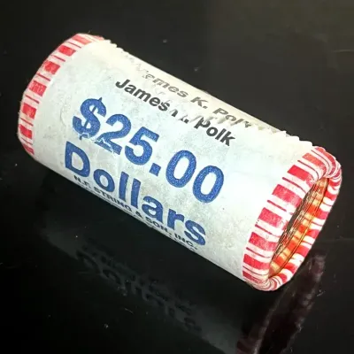 25 James K.Polk $1 Coins, Gold Tone
