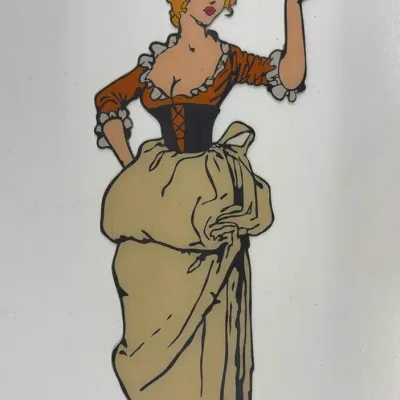 Vintage Barmaid Plastic Cutout 38 In Tall 