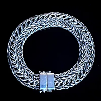 Sterling Silver .925 Byzantine Link Chain Bracelet 