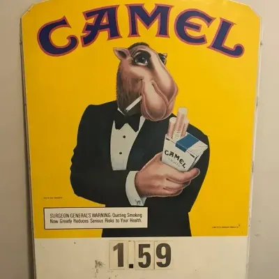 1992 Double Sided Metal Camel Cigarettes Sign 