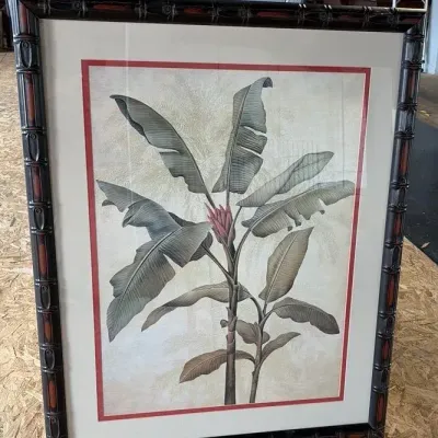 Large Palm Print In Faux Bamboo Frame