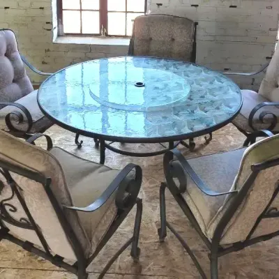Martha Stewart Scrolled Metal, Tempered Glass Outdoor Dining Set 