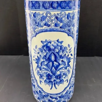 Blue And White Vintage Umbrella Stand 