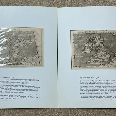 Girolqmo Porro Copperplate Engraving Ptolemy's Geografia Map Prints