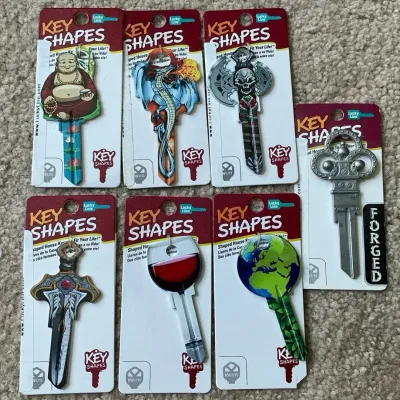 Lucky Line Key Shapes Fantasy Key Blanks Dragon, Sword, Axe, Buddha, Earth