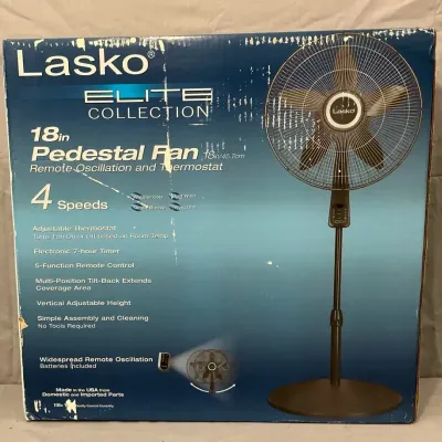 Lasko 18" Pedestal Fan Remote Oscillation & Thermostat