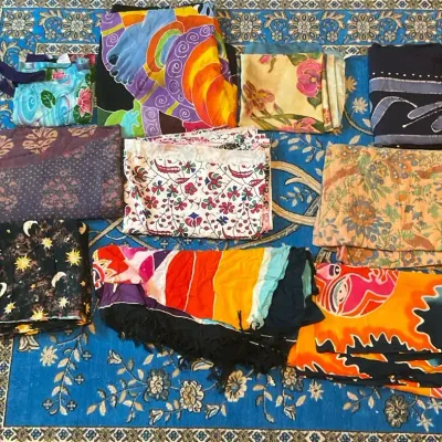 Assorted Tapestries, Sarongs, And Other Cloths Of Varying Sizes