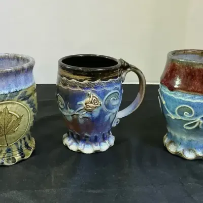Handmade Stoneware 3 Mugs By Heinecke Clay Works 