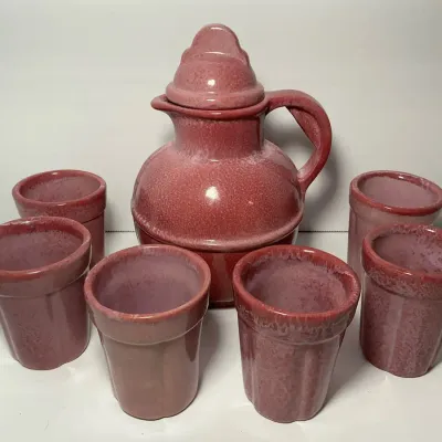 Frankoma Desert Rose Espresso Serving Set 