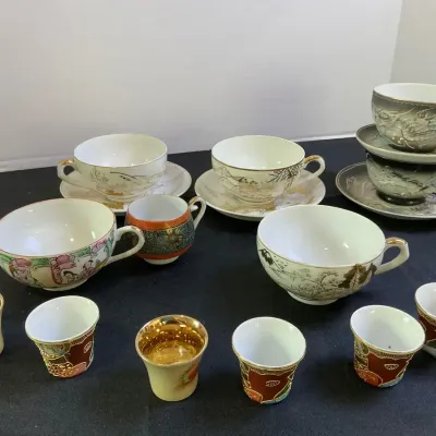 Lithophane Asian Tea Cups And Shot Glasses 3d Geisha Girl