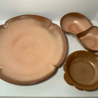 Frankoma Plainsman Platter, Bowl & Divided Bowl