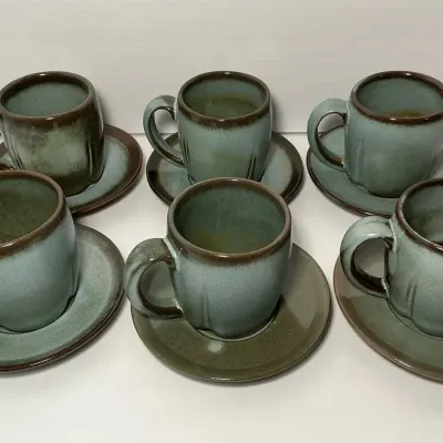 Frankoma Prairie Green Coffee Mug & Saucer Set (6 Count) (LO8)