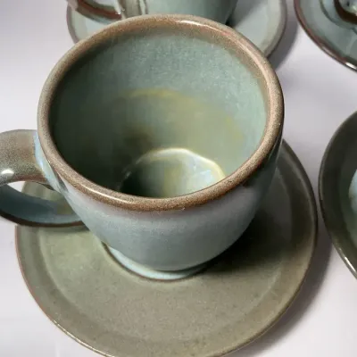 Frankoma Prairie Green Coffee Mug & Saucer Set (6 Count) (LO7)