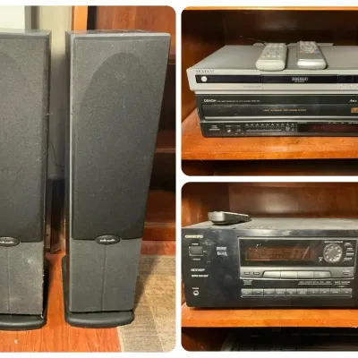 Polk Tower Speakers, Onkyo Receiver, Denon CD Player 