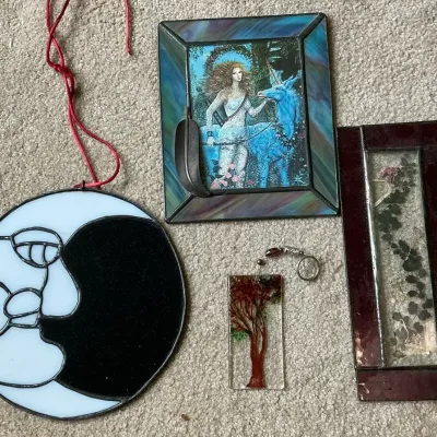 Magical Stained Glass Decor incl. Moon, Pressed Flowers, & More