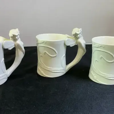 Fitz And Floyd White Fairies Mugs 1980’s