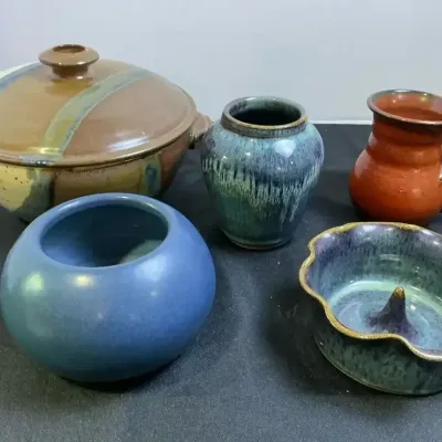 Hand Thrown Glazed Pottery Steamer, Apple Baker, Mug And More 