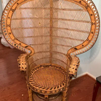 Vintage Rattan And Wicker Woven Peacock Chair