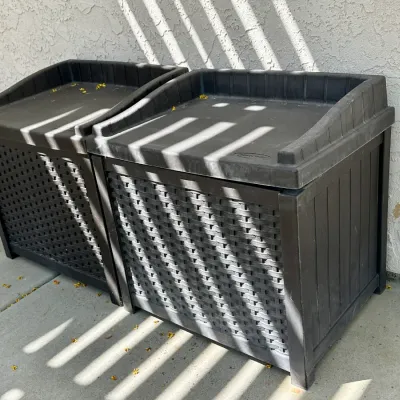 (2) Suncast Outdoor Storage Bins